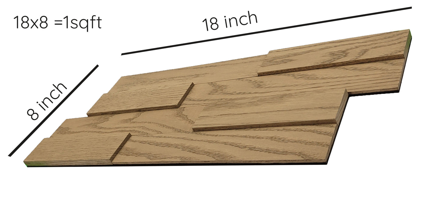 8"x18" 3D Natural Red Oak Wooden Brick Wall Panel in 6 Different colors
