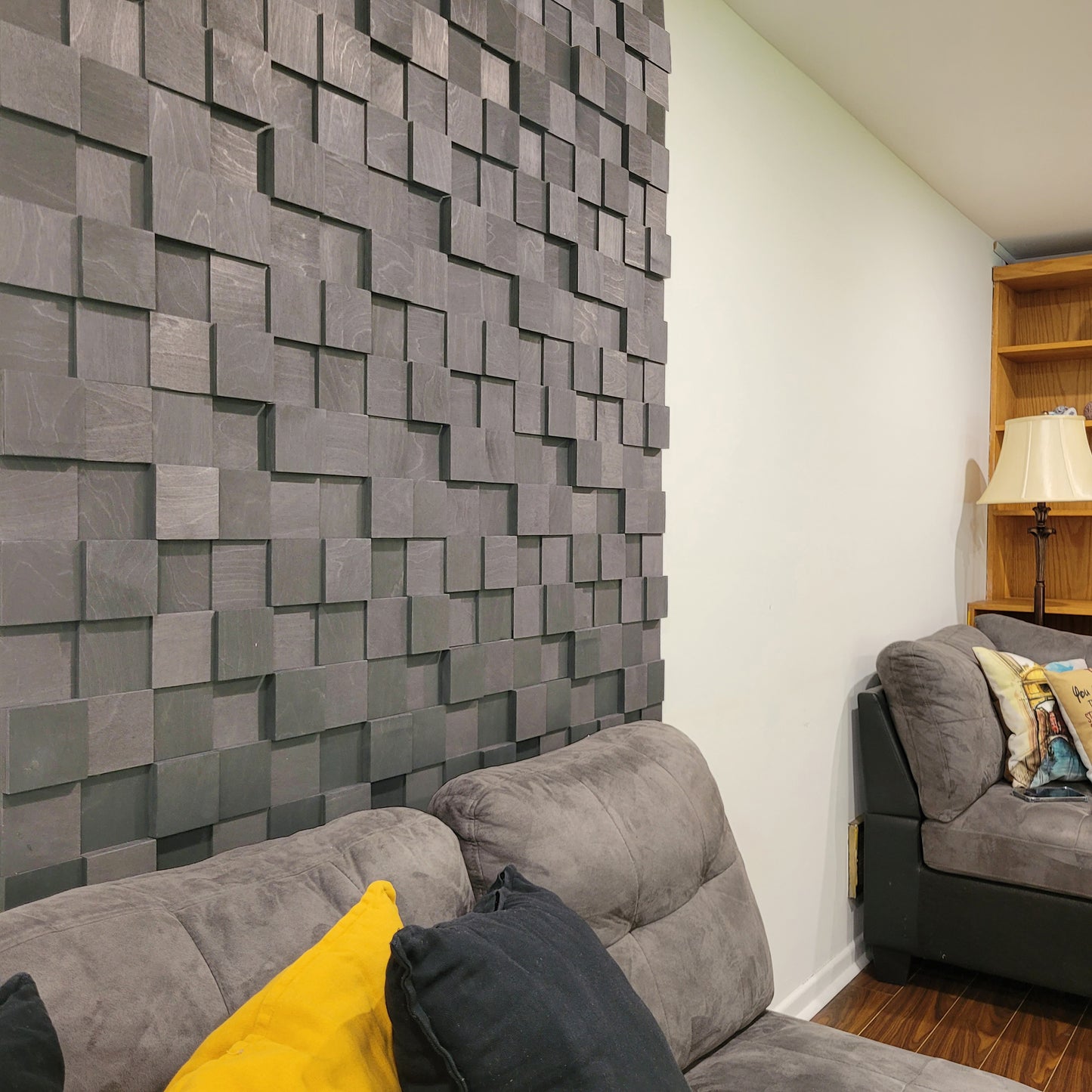 12"x12" 3D Wooden Cube Wall Panel, Contemporary Wall Tiles for Living Rooms and Bedrooms
