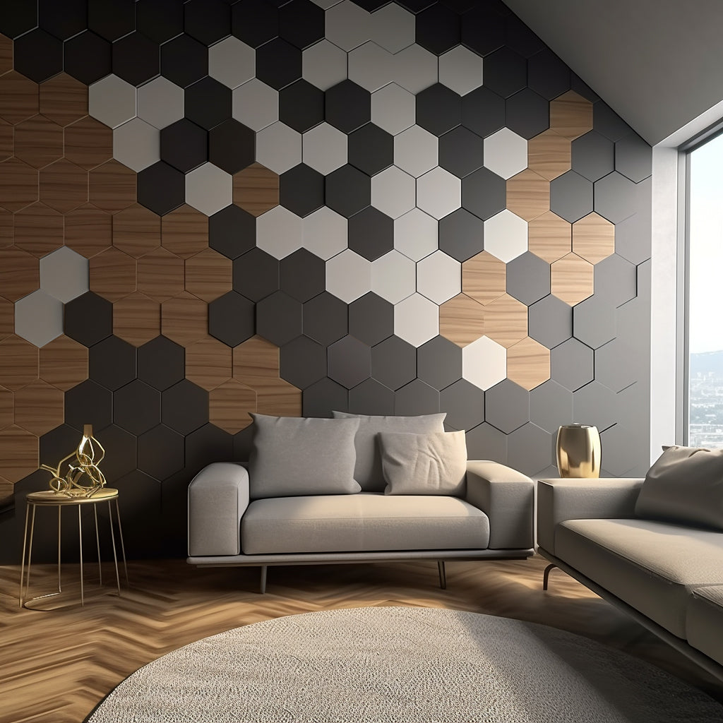 Hexagon Wall Panel 3D Modular Wall Panel, DIY Wall Tiles Easy to Install With Multiple Colour Options