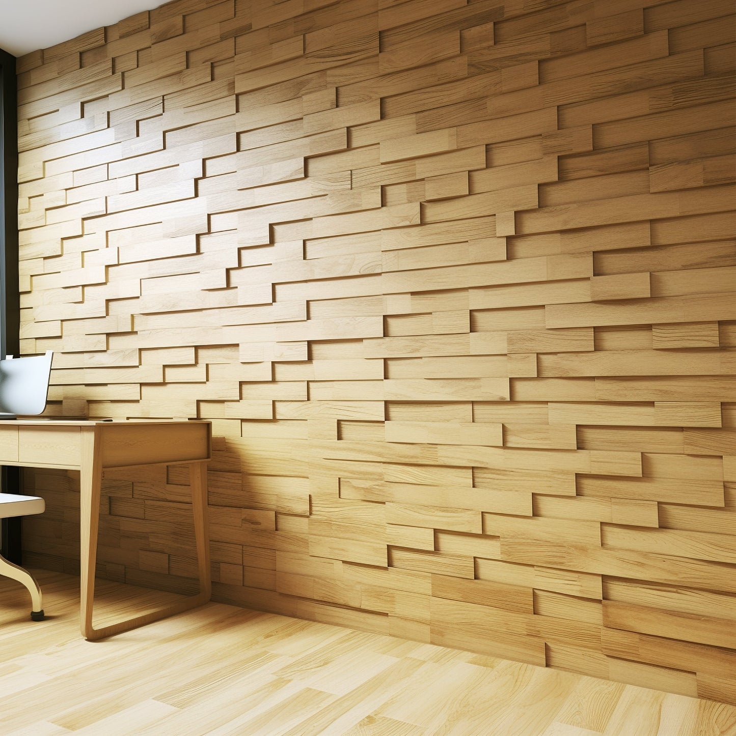 8"x18" 3D Natural Red Oak Wooden Brick Wall Panel in 6 Different colors