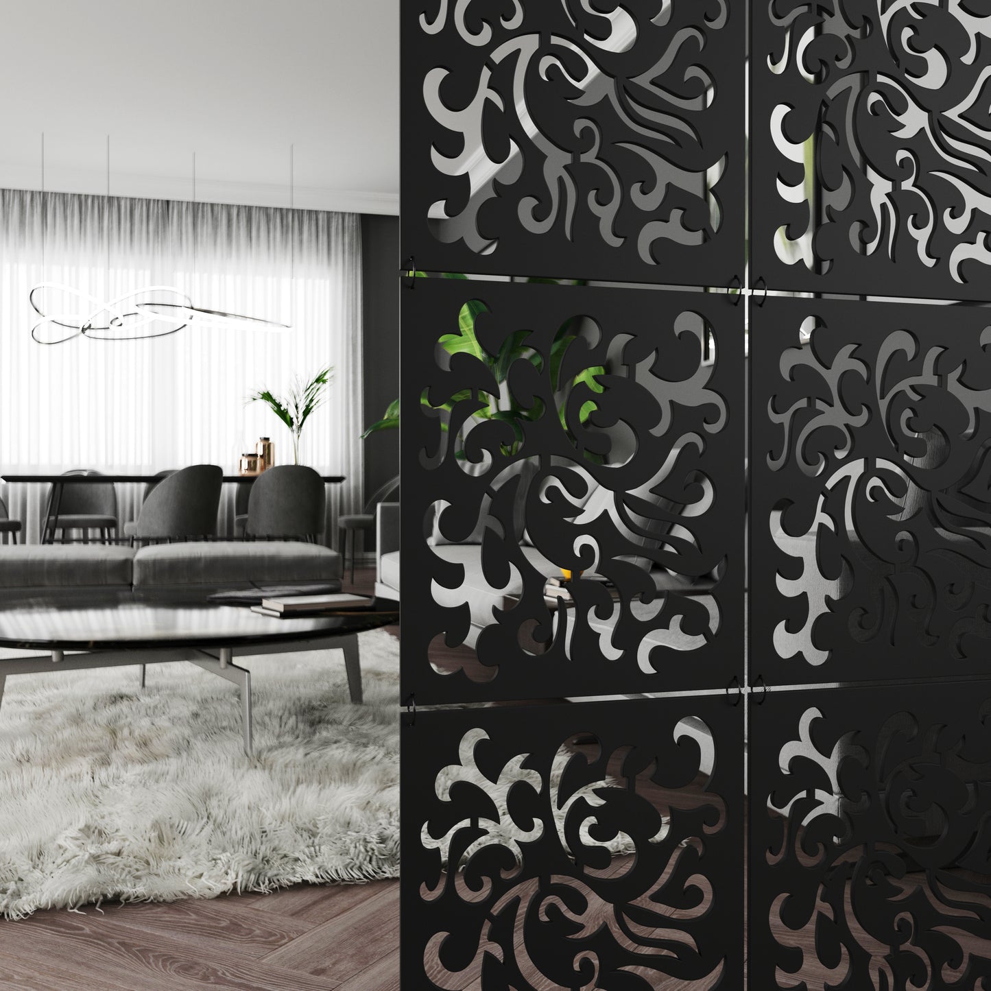 Privacy screen | Floating partition | Room divider | Hanging Panels