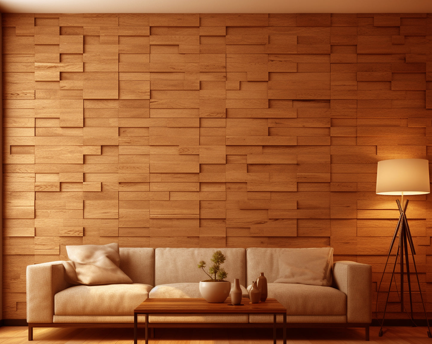 8"x18"  3D Natural Red Oak Wooden Brick Wall Panel in 6 Different colors